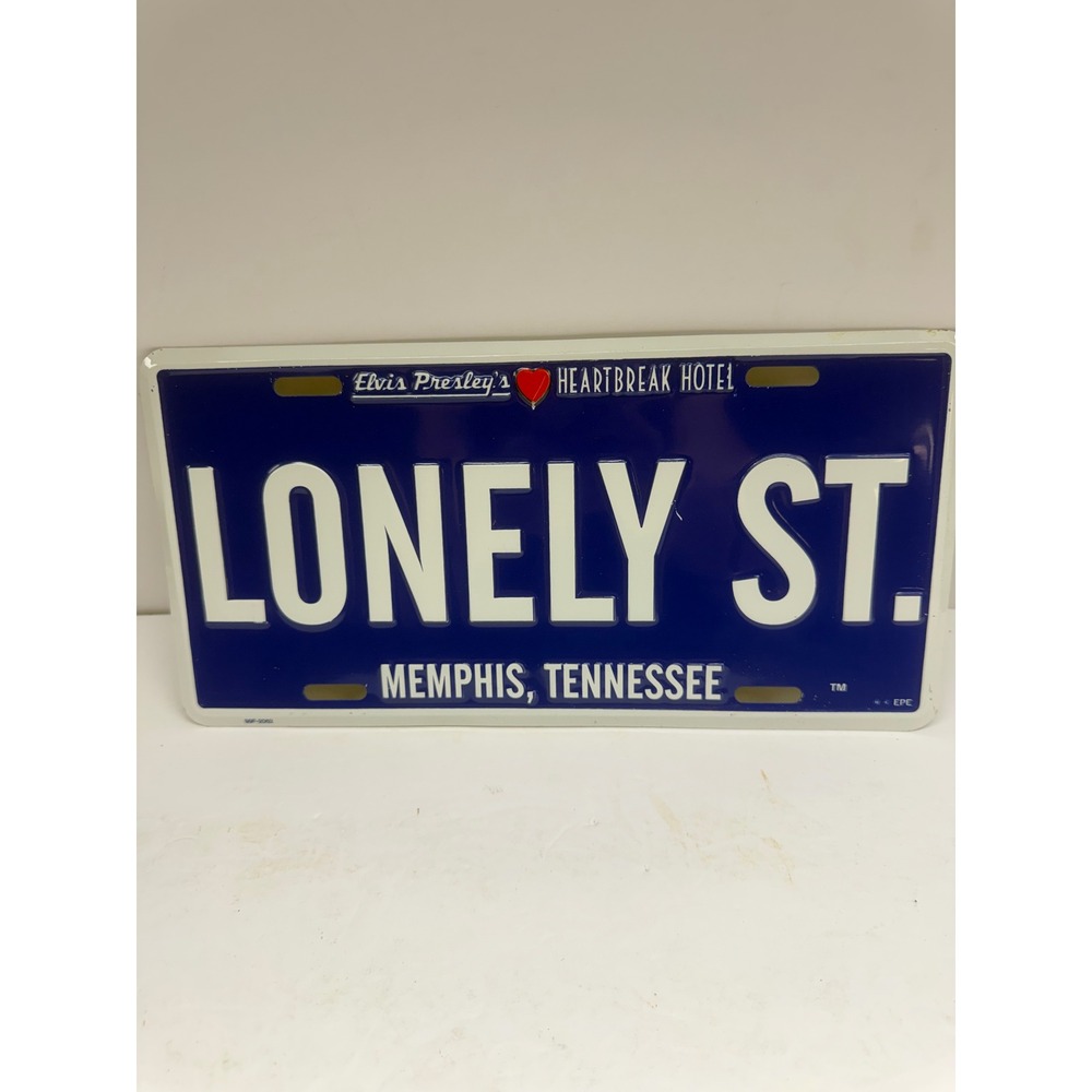 Elvis Presley Heartbreak Hotel Lonely St Memphis Tennessee License Plate 99F2062
